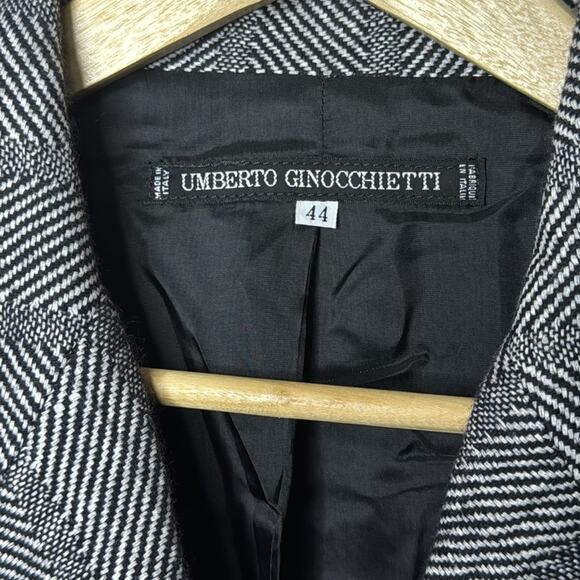 NWT Vintage Umberto Ginocchietti Black White Chevron Blazer Jacket XL/EU 44 - Picture 4 of 8
